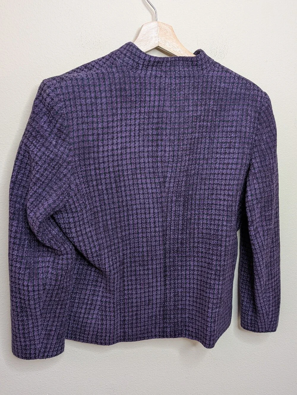 Style & Co Purple Houndstooth Check Zip Jacket Size 8